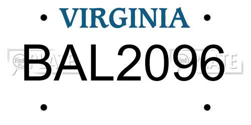 BAL2096 Virginia License Plate