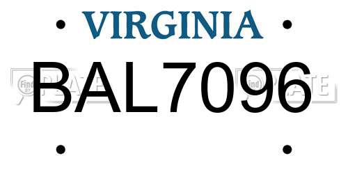 BAL7096 Virginia License Plate