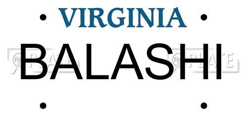 BALASHI Virginia License Plate