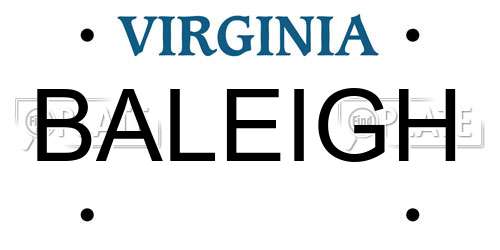 BALEIGH Virginia License Plate