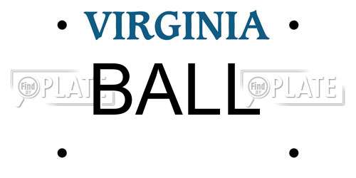 BALL Virginia License Plate