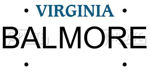 BALMORE Virginia License Plate