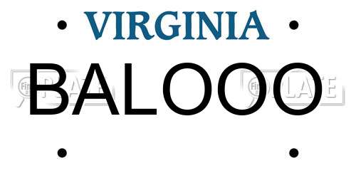 BALOOO Virginia License Plate