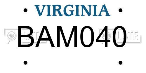BAM040 Virginia License Plate