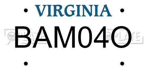 BAM04O Virginia License Plate