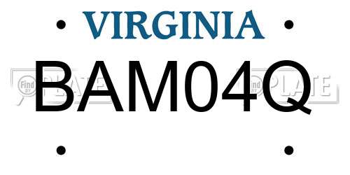 BAM04Q Virginia License Plate