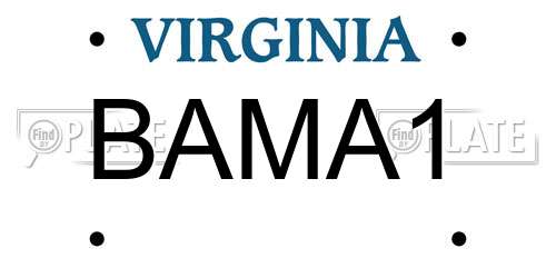 BAMA1 Virginia License Plate