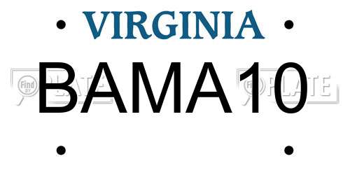 BAMA10 Virginia License Plate