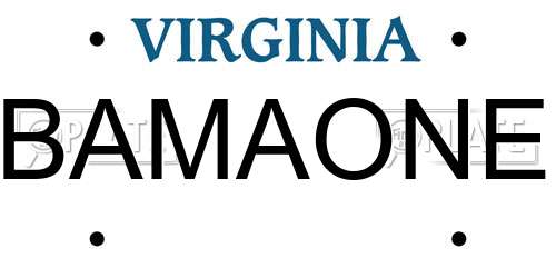 BAMAONE Virginia License Plate
