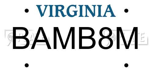 BAMB8M Virginia License Plate