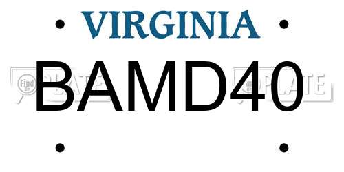 BAMD40 Virginia License Plate