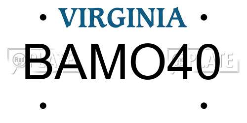 BAMO40 Virginia License Plate