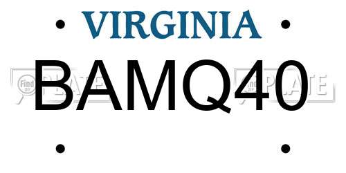 BAMQ40 Virginia License Plate