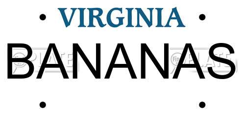 BANANAS Virginia License Plate