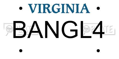 BANGL4 Virginia License Plate