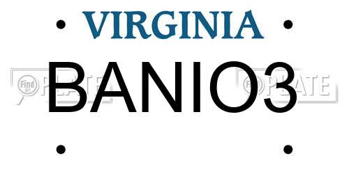 BANIO3 Virginia License Plate