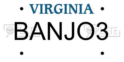 BANJO3 Virginia License Plate