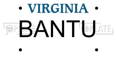 BANTU Virginia License Plate