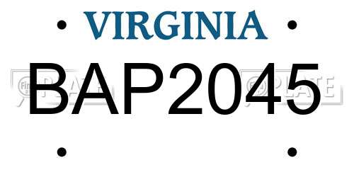 BAP2045 Virginia License Plate