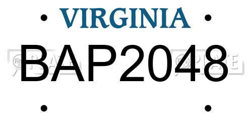 BAP2048 Virginia License Plate