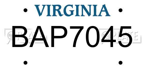 BAP7045 Virginia License Plate