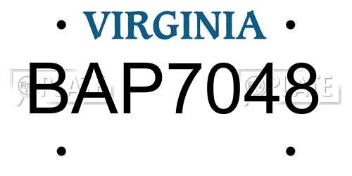 BAP7048 Virginia License Plate