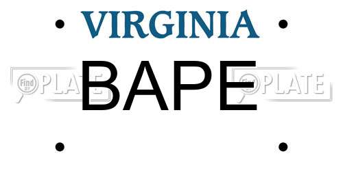 BAPE Virginia License Plate