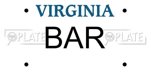BAR Virginia License Plate