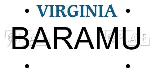 BARAMU Virginia License Plate