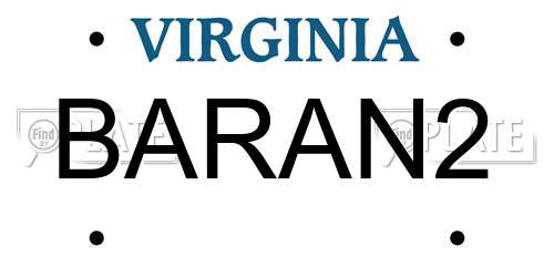 BARAN2 Virginia License Plate