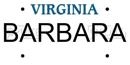 BARBARA Virginia License Plate