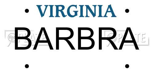 BARBRA Virginia License Plate