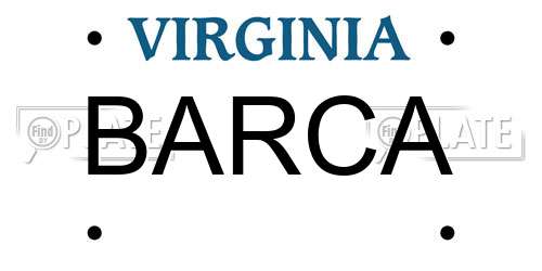 BARCA Virginia License Plate