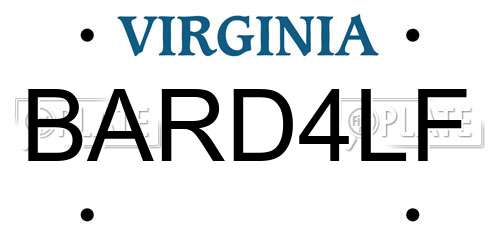 BARD4LF Virginia License Plate