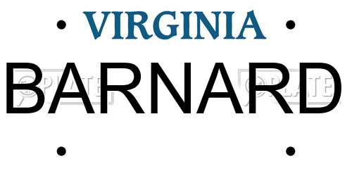 BARNARD Virginia License Plate