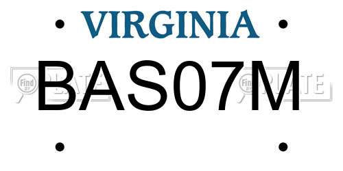 BAS07M Virginia License Plate