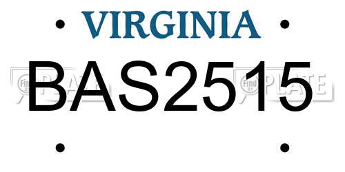 BAS2515 Virginia License Plate