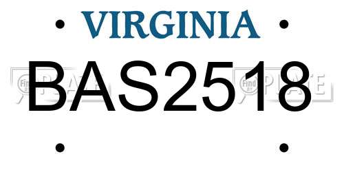 BAS2518 Virginia License Plate