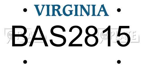 BAS2815 Virginia License Plate