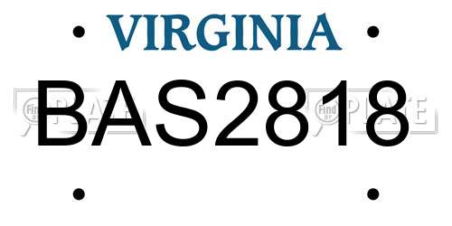 BAS2818 Virginia License Plate