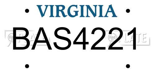 BAS4221 Virginia License Plate