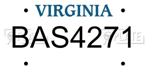 BAS4271 Virginia License Plate