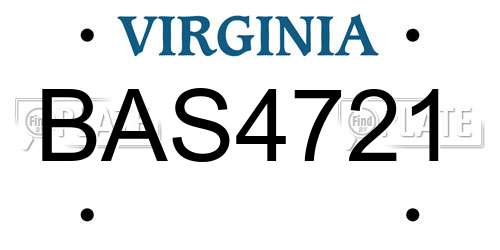 BAS4721 Virginia License Plate
