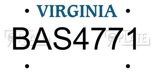 BAS4771 Virginia License Plate