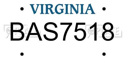 BAS7518 Virginia License Plate