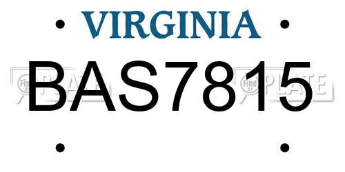 BAS7815 Virginia License Plate