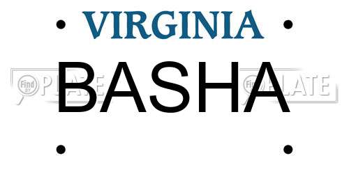 BASHA Virginia License Plate