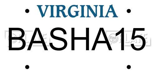 BASHA15 Virginia License Plate