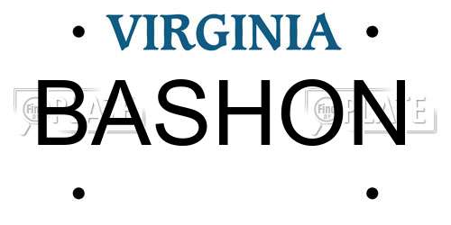 BASHON Virginia License Plate