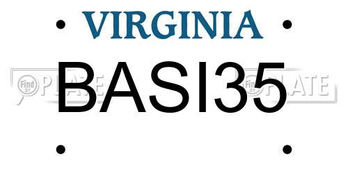 BASI35 Virginia License Plate